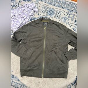 SCOTCH AND SODA olive green 100% viscose bomber jacket full zip classic preppy